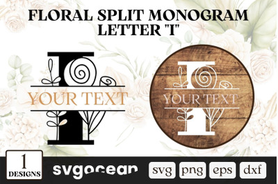 Floral Split Monogram Letter I