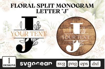 Floral Split Monogram Letter J