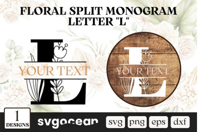 Floral Split Monogram Letter L