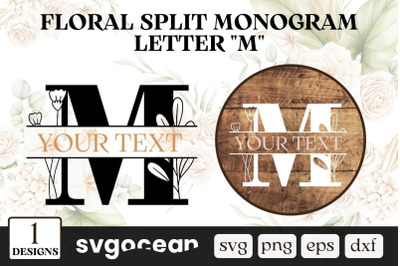 Floral Split Monogram Letter M