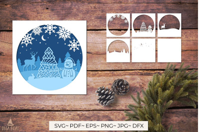 3d Christmas shadow box svg | Christmas layered papercut