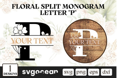 Floral Split Monogram Letter P