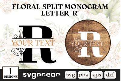 Floral Split Monogram Letter R