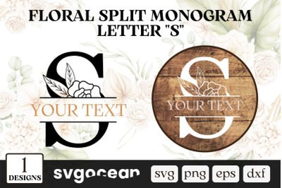 Floral Split Monogram Letter S