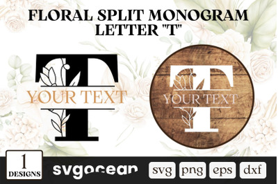 Floral Split Monogram Letter T