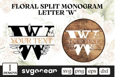 Floral Split Monogram Letter W