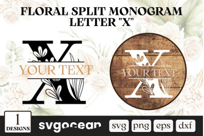 Floral Split Monogram Letter X