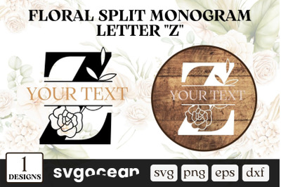 Floral Split Monogram Letter Z