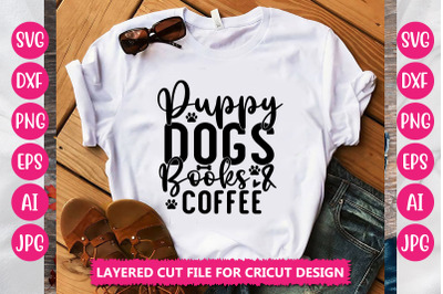 Puppy Dogs Books &amp; Coffee SVG Cut File