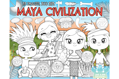 Maya Civilization Digital Stamps - Lime and Kiwi Designs