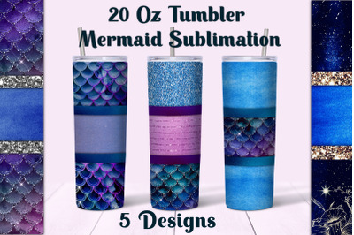 5 Mermaid Tumbler Sublimation Designs.