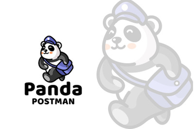 Panda Postman Cute Logo Template