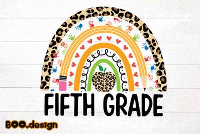 Fifth Grade Leopard Rainbow Graphics