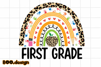 First Grade Leopard Rainbow Graphics