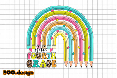 Hello Fourth Grade Rainbow Crayons Graphics