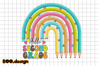 Hello Second Grade Rainbow Crayons Graphics