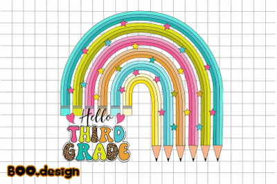 Hello Third Grade Rainbow Crayons Graphics