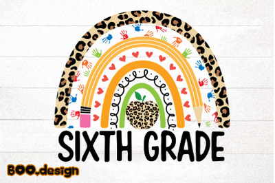 Sixth Grade Leopard Rainbow Graphics