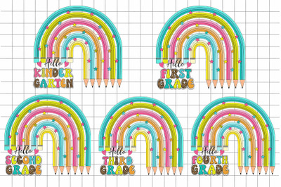 Hello School Rainbow Crayons Graphics Bundle