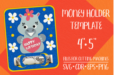 Hippo Birthday Card | Money Holder Template