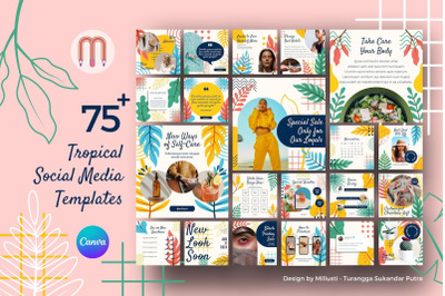 Tropical Leave Social Media Canva Template - Greenery Instagram Summer