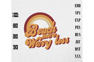 Beach More Worry Less Beach Palm Trees Embroidery, Summer Vacation