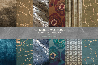 Petrol Emotions: Gold &amp; Marble Geode Clipart Set