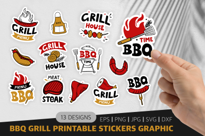 BBQ Grill Printable Stickers Graphic