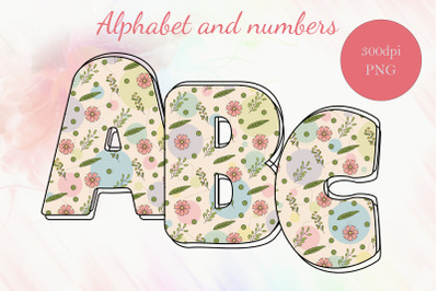 Floral Doodle Letters Alphabet and Numbers | Doodle Sublimation Letter