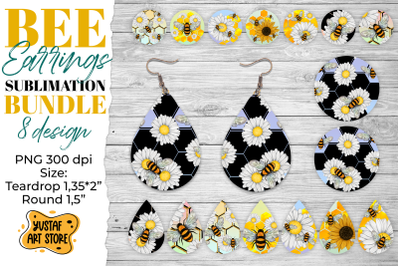 Bee Earrings Sublimation Bundle. Teardrop and Round 8 design