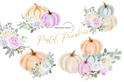 Pastel Arrangements Pumpkin Clipart, Fall Autumn Pumpkin