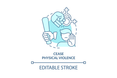 Cease physical violence turquoise concept icon