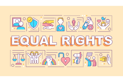 Equal rights word concepts yellow banner