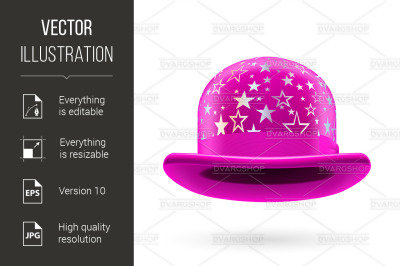 Magenta starred bowler hat