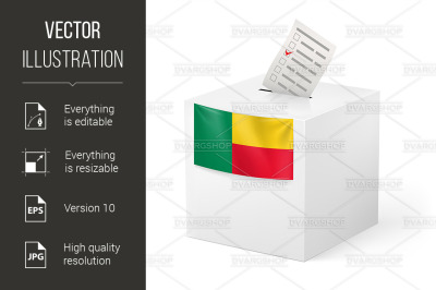 Ballot box with voting paper. Benin