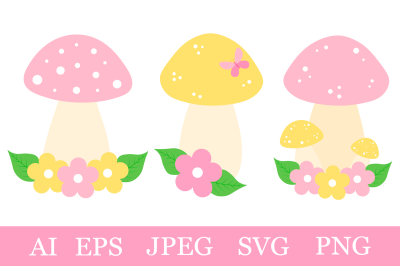 Mushrooms clipart. Mushrooms sublimation. Mushrooms SVG