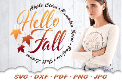 Hello Fall SVG | Round Fall Quote SVG Files