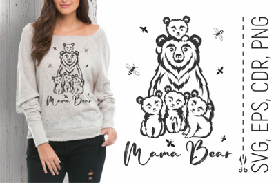 Mama Bear and Four Cubs | Mother&#039;s Day SVG Cut Files