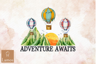 Adventure Awaits Air Balloon Sky Design