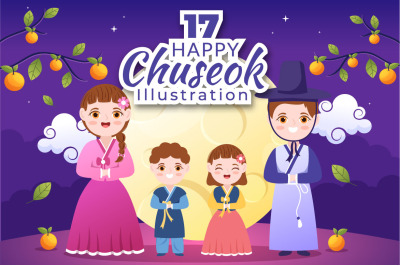 17 Happy Chuseok Day Cartoon Illustration