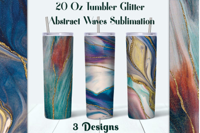 3 Abstract Waves with Gold Tumbler Sublimation Designs.