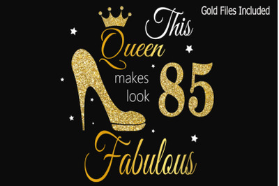 85th birthday svg, Queen Birthday 85th Svg, Gold glitter 85th Birthday