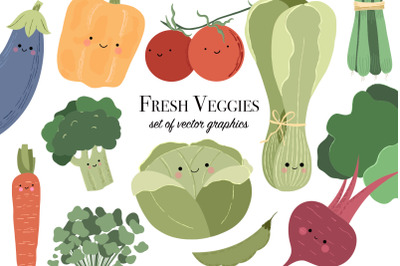 Fresh vegetables set of vector graphics, AI, EPS10, JPEG