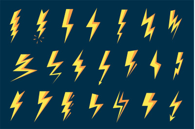 Lightning bolt symbol. Thunder strike, speed flash and thunderbolts sh