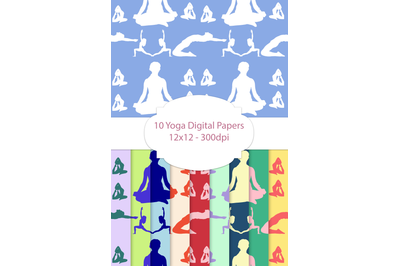 10 Yoga Patterns|Yoga Digital Papers
