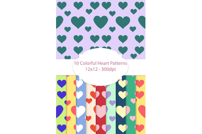 10 Heart Patterns|Heart Digital Papers