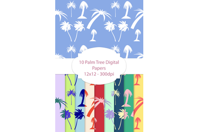 10 Palm TreePatterns|Tropical Digital Papers
