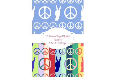 10 Peace Sign Patterns|Peace Sign Digital Papers