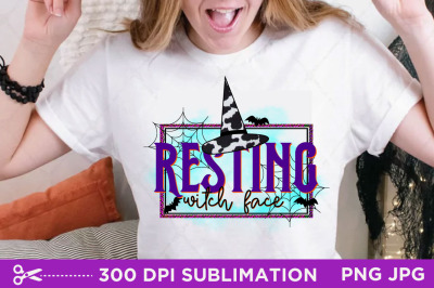 Resting Witch Face Sublimation, Halloween Sublimation, Sublimation