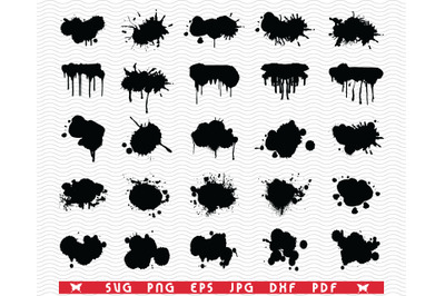 SVG Ink Stains Brush, Black silhouettes digital clipart